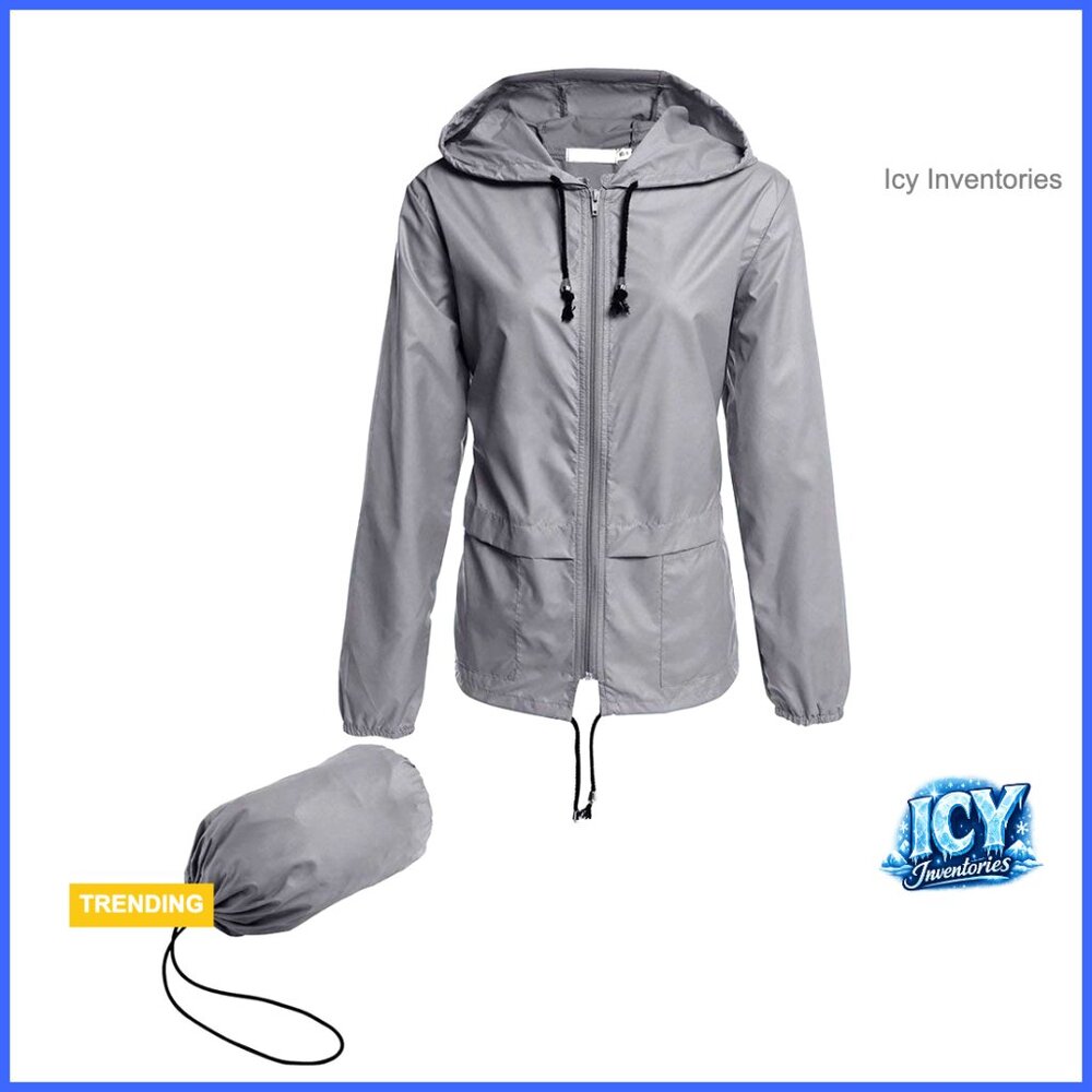 Lightweight Waterproof Rain Jacket Hooded Windbreaker Packable
